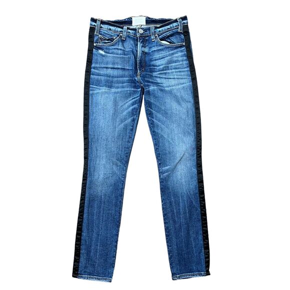 McGuire Anthro Size 28 Jeans Tuxedo Striped Vintage Mid Rise Slim Stretch Denim - Picture 2 of 16